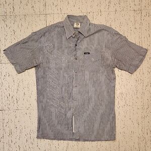 G-Unit Stripe Button Down Short Sleeve Spell Out Casual Dress Shirt Vintage Y2K